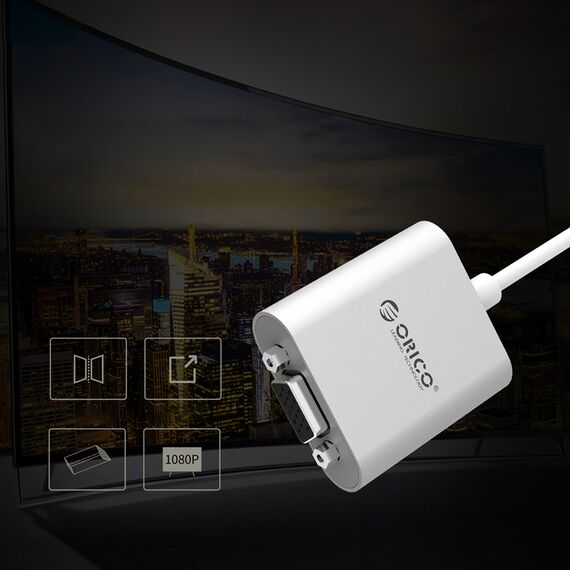 Orico PTAV USB-C - VGA adapter and 3.5 mm Full HD mini jack 0.15 m - silver