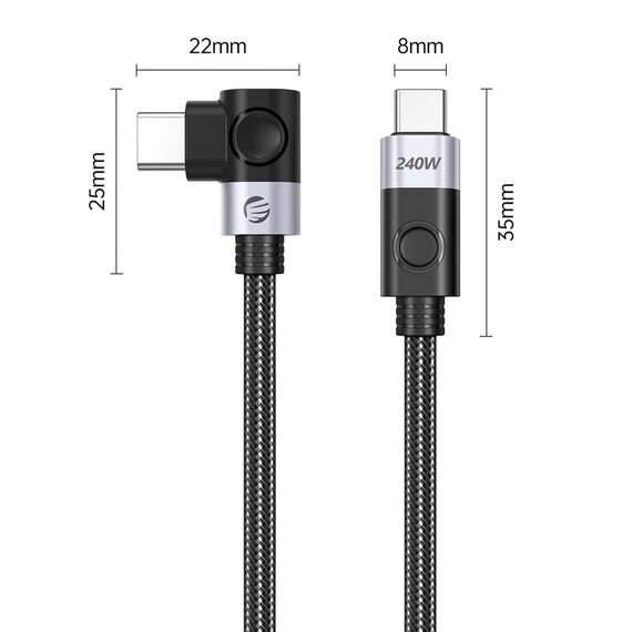 Orico CW240 USB-C to USB-C PD 240W 20Gb/s 0.5m Angled Cable - Black