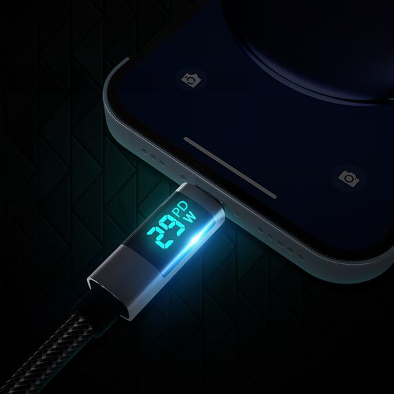 Orico LDC2L USB-C to Lightning PD 29W Cable with LED Display 480Mbps 2m - Black