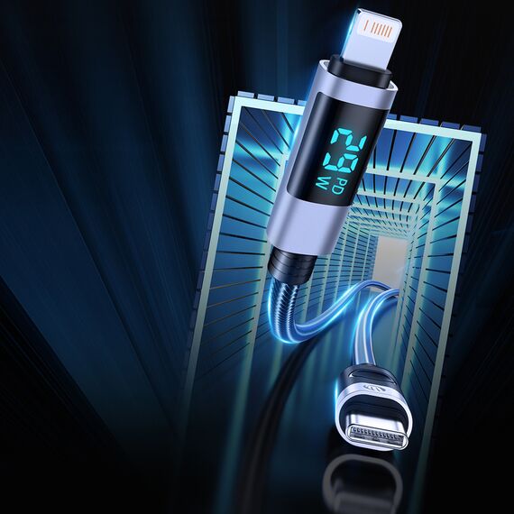 Orico LDA2L USB-A to Lightning Cable 12W with LED Display 0.5m - Black and Silver