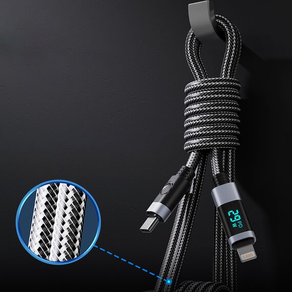 Orico LDA2L USB-A to Lightning Cable 12W with LED Display 0.5m - Black and Silver