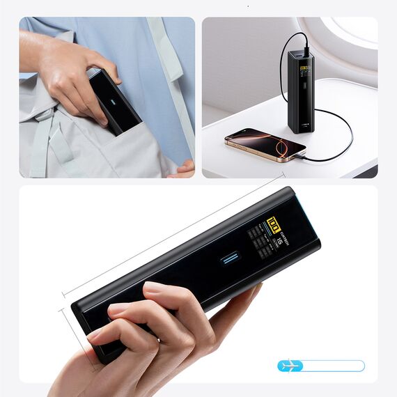 Cuktech PB200U Powerbank 210W 20000mAh 2x USB-C + USB-A with TFT display and 240W USB-C cable - black