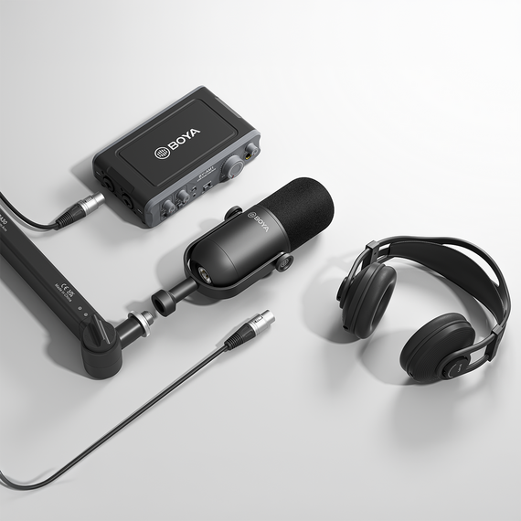 BOYA BY-DM500 Cardioid XLR Dynamic Microphone for Podcasts - Black