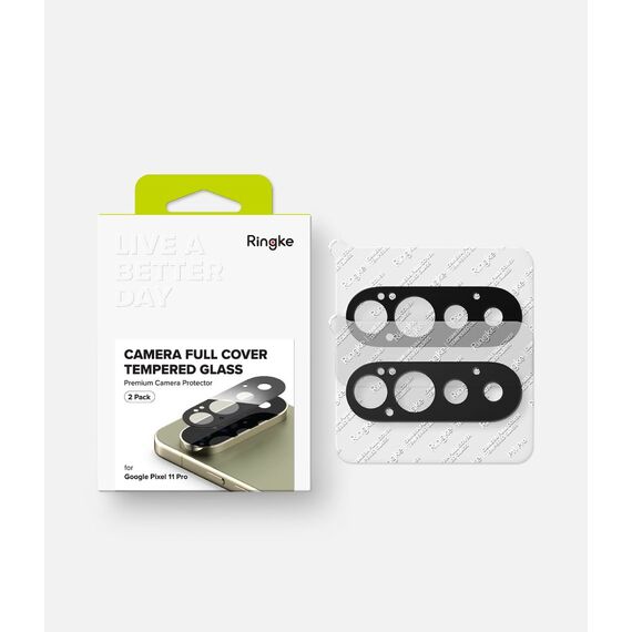 Ringke Tempered Glass Camera Full Cover 2-Pack for Google Pixel 11 Pro - Black