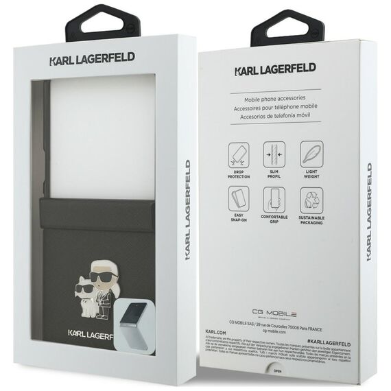 Etui Karl Lagerfeld Karl&Choupette Saffiano Pins na Samsung Galaxy Z Flip 8 - czarne
