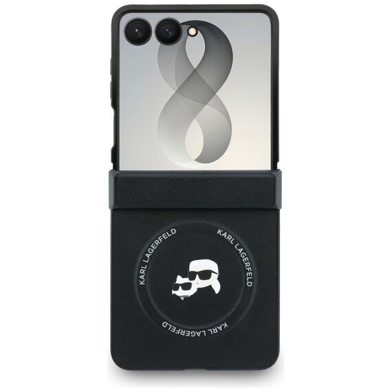 Etui Karl Lagerfeld Karl&Choupette Pins MagSafe na Samsung Galaxy Z Flip 8 - czarne