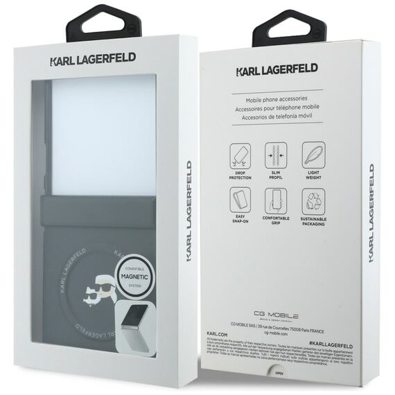 Etui Karl Lagerfeld Karl&Choupette Pins MagSafe na Samsung Galaxy Z Flip 8 - czarne
