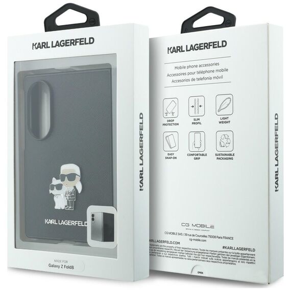 Etui Karl Lagerfeld Saffiano Karl&Choupette Pin na Samsung Galaxy Z Fold 8 - czarne