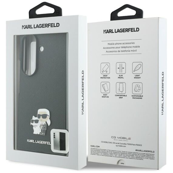Etui Karl Lagerfeld Saffiano Karl&Choupette Pin na Samsung Galaxy Z Fold 8 Ultra - czarne