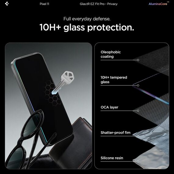 Spigen Glas.tR EZ Fit Pro HD 2-Pack Privacy Tempered Glass for Google Pixel 10/11