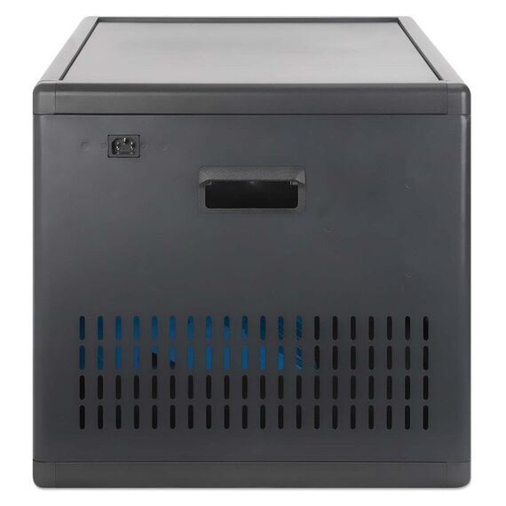 Manhattan Laptop Charging Cabinet Desktop (or trolley) via USB-C 65W 16" 12-bay, Suitable for USB-C laptops (to 16"), iPads, MacBooks, Chromebooks, other USB-C devices, Bays 395x32.5x290mm, USB-C charging cables included,Cart, UK & EU