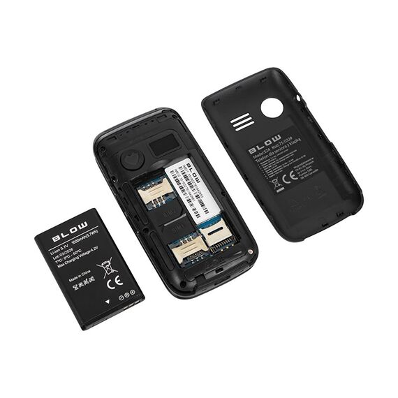 BLOW Black Phone for Seniors with a Flip Cover S24
