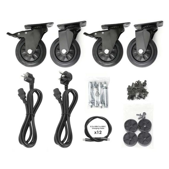 Manhattan Laptop Charging Cabinet Desktop (or trolley) via USB-C 65W 16" 12-bay, Suitable for USB-C laptops (to 16"), iPads, MacBooks, Chromebooks, other USB-C devices, Bays 395x32.5x290mm, USB-C charging cables included,Cart, UK & EU