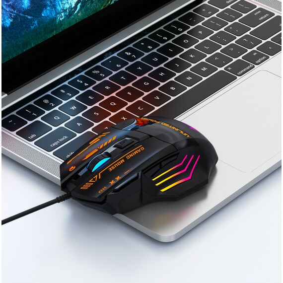 Wozinsky WMGK-1179W Wired Optical Gaming Mouse 7200 DPI with Backlight - Black