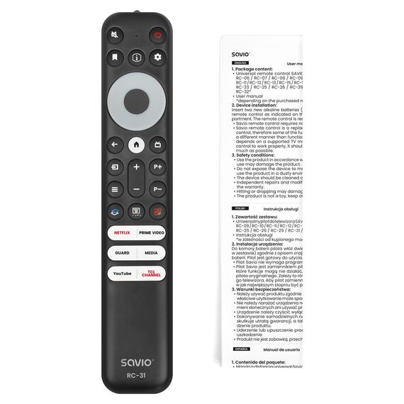 SAVIO RC-31 Universal/replacement remote control for TCL TV – SMART TV