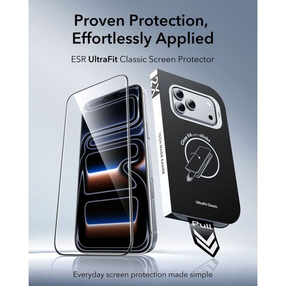 ESR UltraFit Classic 2-Pack Tempered Glass for iPhone 18 Pro Max / 17 Pro Max - Black