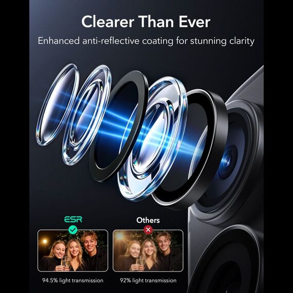 ESR Armorite Camera Protector 2-Pack Tempered Glass for iPhone 18 Pro / 18 Pro Max - Black