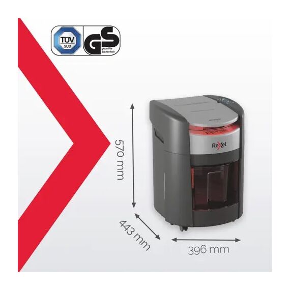 Rexel ShredMax AutoFeed+ 150M automatic paper shredder, P5, 150 sheets, 15-litre waste bin