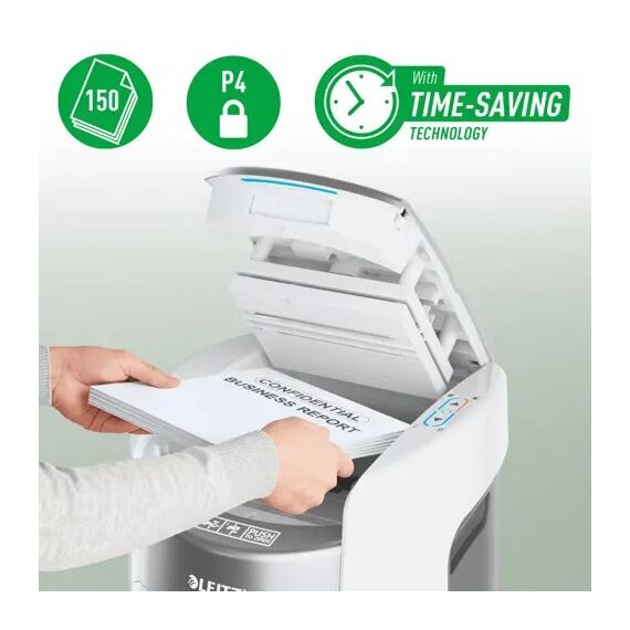 Leitz IQ Optimax AutoFeed 150 80380000 paper shredder, P4, 150 sheets, 15-litre waste bin