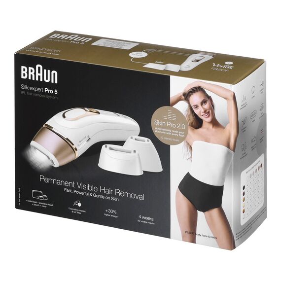 BRAUN Silk-expert Pro 5 PL5243 IPL Depilator IPL hair removal system White, Gold