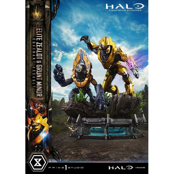Halo: Campaign Evolved Ultimate Premium Masterline Series Statue 1/4 Elite Zealot & Grunt Minor: Covenant Assault 81 cm