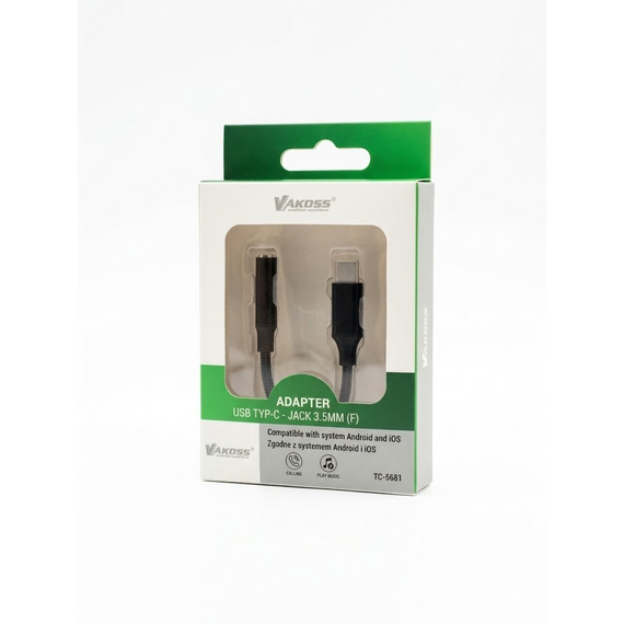 Vakoss TC-5681 Headphone Adapter (USB-C to 3.5mm Mini-Jack) – Black