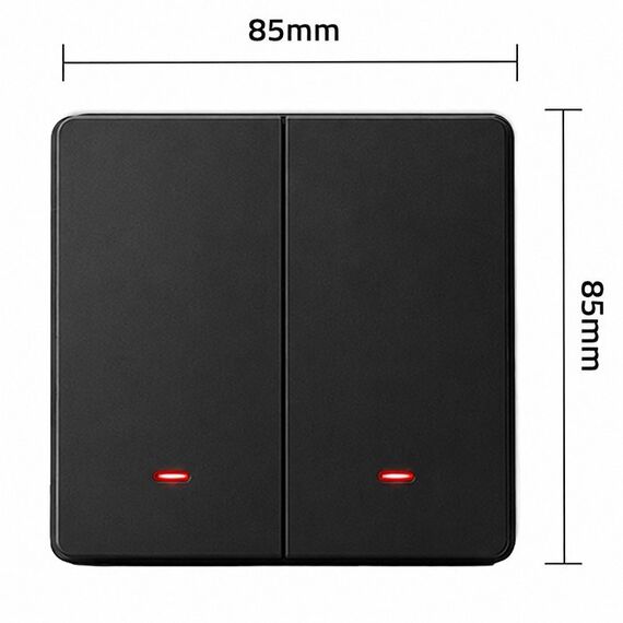 Qoltec 52708 Smart 2-Gang Light Switch | Wi-Fi | Timer | Tuya | Smart life | Black
