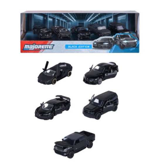 RIDE COOL - Black Edition - Pack of 5 Miniature Cars - 1:64