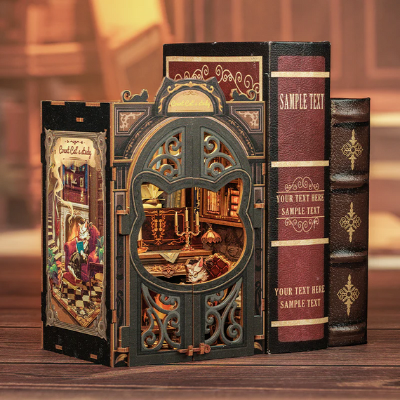 BOOK NOOK KIT - DIY - Count Cat's Study - 108pc + LED Light
