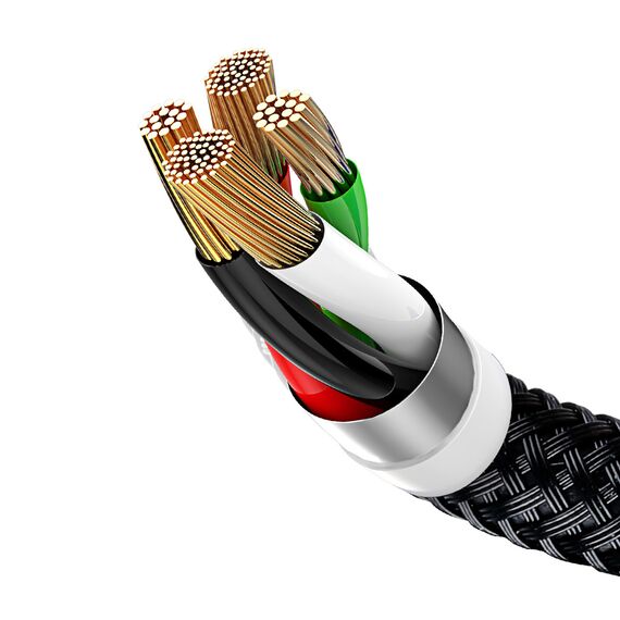Baseus Three Primary Colors 3in1 USB-A - micro USB / Lightning / USB-C 3.5A cable 0.3 m - black - OUTLET
