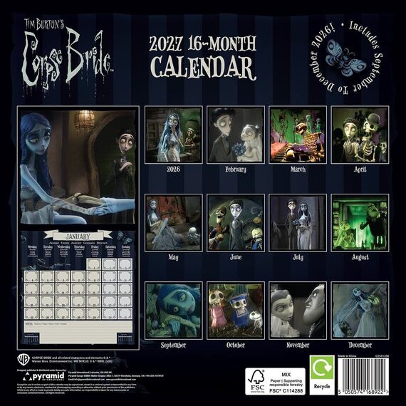Corpse Bride Calendar 2027 30 x 30 cm