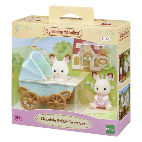 Sylvanian Families: Chocolate Rabbit Twins with Stroller Set