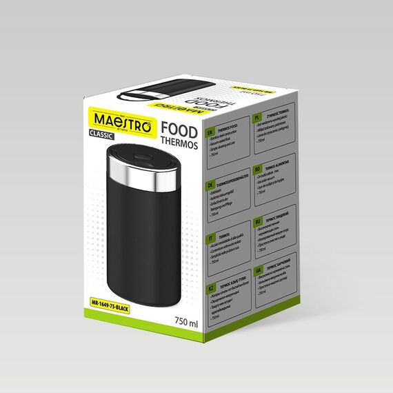 Dinner thermos MAESTRO MR-1649-75-BLACK 750 ml