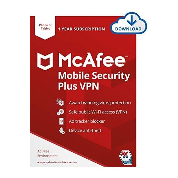 McAfee Mobile Security  (Τελευταία Έκδοση) 1 Device, 1 Year, Ηλεκτρονική Άδεια | Techbox