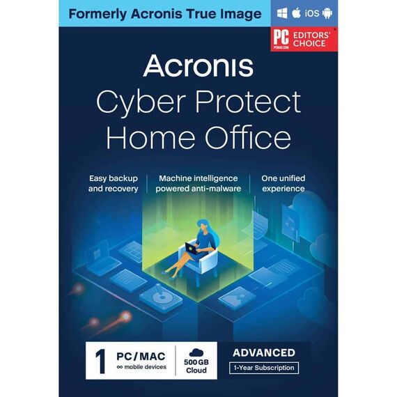 Acronis Cyber ​​Protect Home Office Advanced for Windows & MAC + 500 GB cloud storage - 1 User - 1 Year -  Multilingual - Ηλεκτρονική Άδεια | Techbox