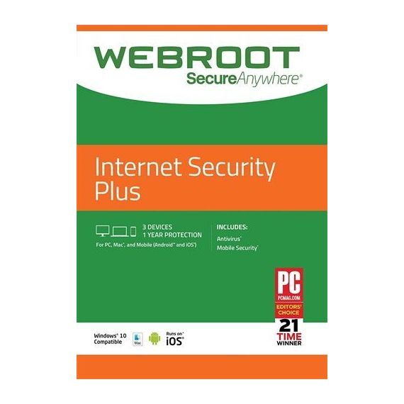 Webroot SecureAnywhere Internet Security Plus (3 Devices, 1 Year), Ηλεκτρονική Άδεια | Techbox