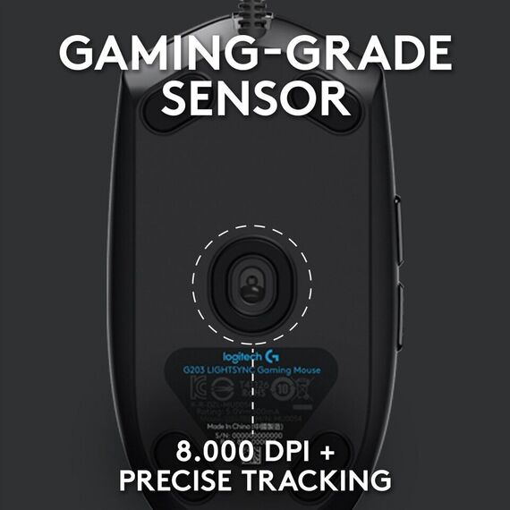 Logitech - G203 LIGHTSYNC Gaming Mouse Black / Computers | Techbox