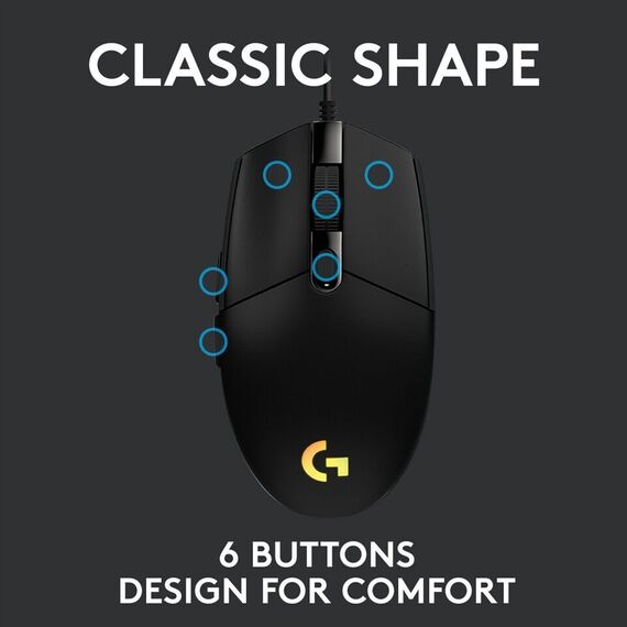 Logitech - G203 LIGHTSYNC Gaming Mouse Black / Computers | Techbox