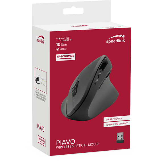 Speedlink - PIAVO Ergonomic Vertical Mouse - Wireless, rubberblack / Computers - Mice - Keyboards & Mice - Techbox