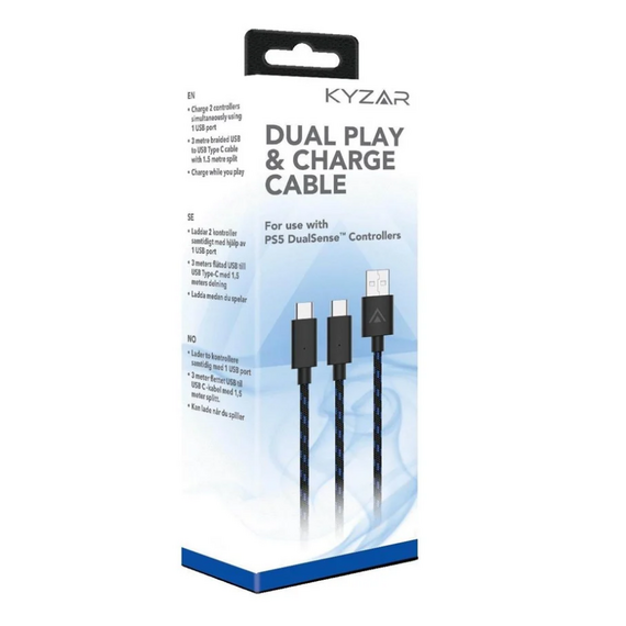 Kyzar Play and charge cable for PS5 / PlayStation 5 - PlayStation 5 - PlayStation 5 - Accessories - Chargers - Kyzar - Standa...