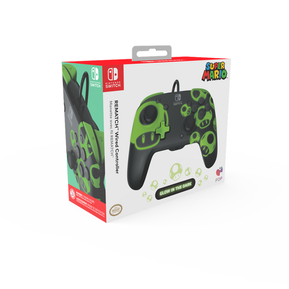 PDP Rematch Wired controller - 1Up Glow In The Dark / Nintendo Switch | Techbox