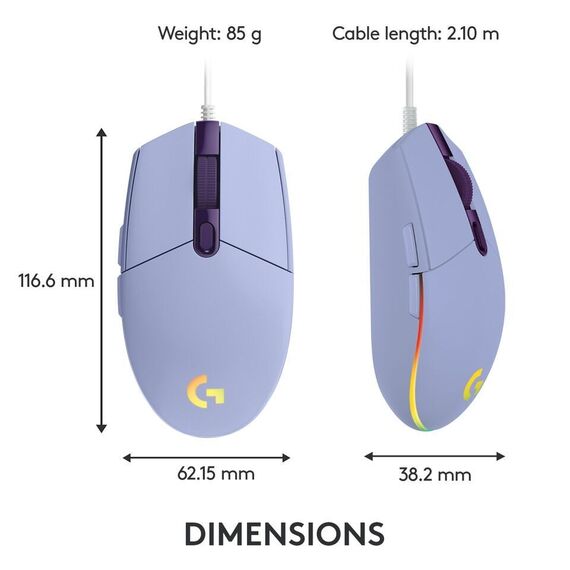 Logitech - G203 Lightsync Gaming Mouse - Lilac / Computers - Mice - Keyboards & Mice - Techbox