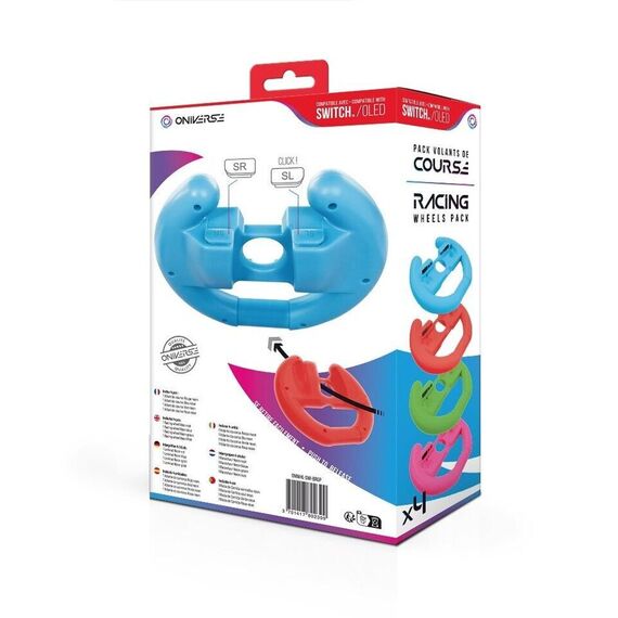 ONIVERSE - Pack of 4 Racing wheel controller holders - Blue/Red/Green/Pink / Nintendo Switch | Techbox