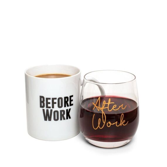 Before Work, After Work Mug & Wine Mug & Glass Set / Gadgets - Mugs & Bottles - Gifts - Techbox
