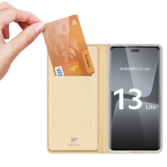 Dux Ducis Skin Pro Case for Xiaomi 13 Lite Flip Card Wallet Stand Gold - Xiaomi Cases - Cases - Techbox