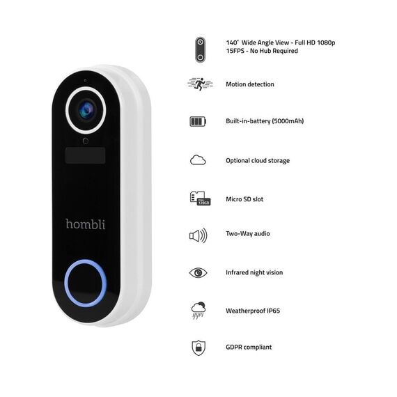Hombli - Smart Doorbell 2 Promo Pack (Doorbell 2 + Chime 2) White / Electronics