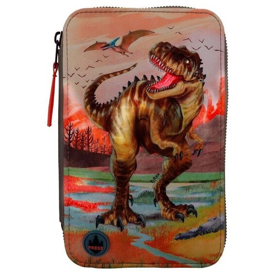 Dino World Triple Pencil Case LED Khaki Brown (412381) / Toys |  Techbox