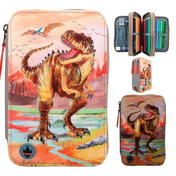 Dino World Triple Pencil Case LED Khaki Brown (412381) / Toys |  Techbox