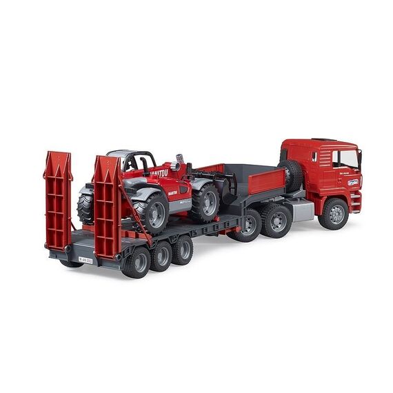 Bruder - MAN TGA truck with low loader trailer & Manitou telehandler (02774) / Toys
