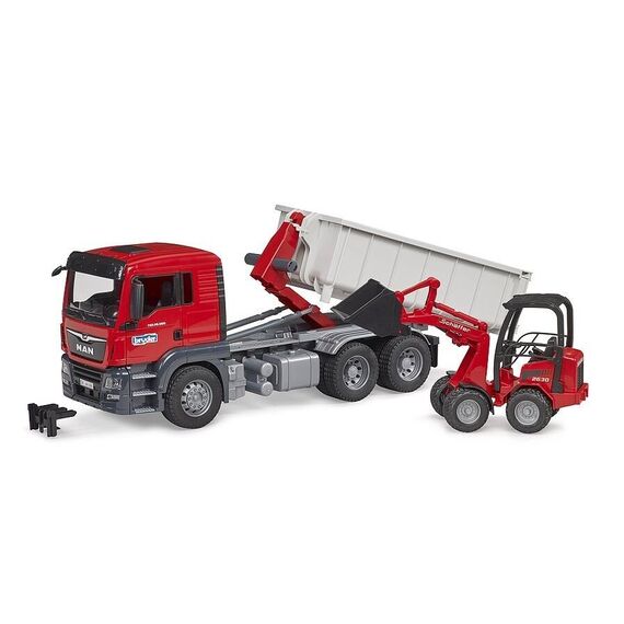 Bruder - MAN TGS truck with roll-off container & Schäffer yard loader (03767) / Toys - Αταξινόμητα -  - Techbox